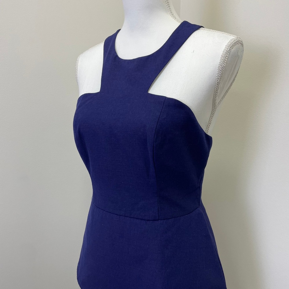 NWT Keepsake The Label Halter Navy Blue FitFlare Ruffle Mini Dress M Bridesmaid - Picture 2 of 16
